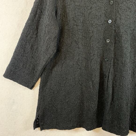 Vintage Chicos Womens Semi Sheer Lace Button Tunic Top Sz XL Dark Romantic Boho - Picture 5 of 12